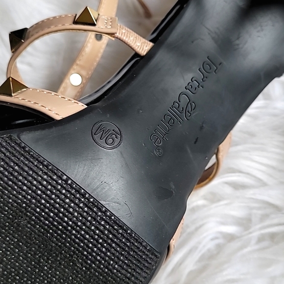 Torta Caliente Strappy Studded Stilettos Black Patent Nude Size 9 - Picture 8 of 8